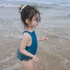 Enfants pièce maillot de bain bébé filles princesse robe une fleur dos nu enfants maillots de bain 210702