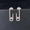 Luxuriöser Qualitäts-Ohrstecker mit einem großen Diamanten in kleiner Größe in zwei Farben plattiert für Damen, Hochzeitsschmuck, Geschenk, Stam286N