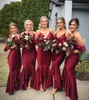 2021 élégantes robes de demoiselles d'honneur bordeaux pour les mariages haut bas sirène sans manches demoiselle d'honneur robes de demoiselle d'honneur robe d'invité pas cher