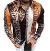 プラスサイズ 3XL メンズカジュアルヴィンテージシャツカーディガンプリント長袖スリム夏ハワイアンスキニーフィットさまざまなパターンの男服ブラウス