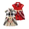 Mignon bébé filles robe de princesse été enfants Plaid robes à manches courtes col rabattu fille jupes enfants vêtements