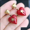 Orecchini a bottone Gioielli Trendy Luxury 1: 1 Cuore rosso per le donne Oro Ear Aessories Vintage Star Earring Lady Decoration 210323 Drop Delivery 202