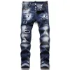 Heren Designer Jeans Verontruste Ripped Biker Slim Fit Gewassen Motorfiets Denim jean Heren Hip Hop Mode Man Cool Rips Stretch Broek T1019