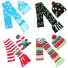 Led Knitted Hat Scarf Suit Christmas Bobbles Kids Caps Winter Warm Snow Tree Crochet With Lamp Festival Party Decor 2pcs/Set 25hb G2