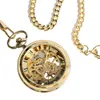 Vintage halsband Steampunk Skeleton Mechanical FOB Pocket Watch Clock Pendant Hand Winding Men Women Chain Gift2697231e