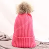 Frauen warm warmer Winterstrick Beanie Feste Farbwolle für Mutter Casual Pelball Pompom Ski Outdoor Schädel Mützenhut Hut