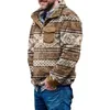 Męskie bluzy bluzy zimowe płaszcz polarowy pulower bluza kurtka przycisku kołnierz ciepły sweter drukowane płaszcze przyczynowe