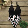 Sexy Swimsuits Ombro Feminino Mulheres Florais Swimwear Push Up Bathing Suits Bodysuits Beach Wear Ruffle Monokini 210611