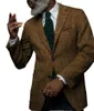 Costumes pour hommes Blazers costume formel veste à chevrons Tweed homme Blazer smoking Vintage laine