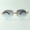 Prachtige klassieke micro-pave diamanten zonnebril 3524027 natuurlijke gemengde bril van buffelhoorn, maat: 18-140 mm