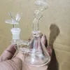 Small glass water bongs mini smoking pipes drop down recycler rigs oil dab beaker bowl downstem bubbler perc 12mm