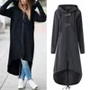 Spring Long Style Women's Zipper Coat Hoodie Sweatshirt Zip Up Jacket Tops Corduroy Sleeve Personality Street S 210803