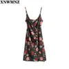 Black Rose Print Backless Summer Dress Strap Vintage Beach Holiday V neck Sexy Button Midi Party chic 210520