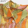 Zevity Donna Vintage Totem Patchwork floreale Stampa Camicia business casual Camicetta con patch tasca femme Roupas Chic Blusas Top LS9410 210603