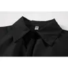 Moda Düzensiz Gevşek Gömlek Elbise Kadın Kısa Kollu Yaz Yüksek Bel Vintage Robe Baskı Siyah Uzun Kadın 210515