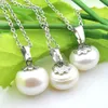 Mix 3PCS Ivory New Luckyshine 925 sterling Silver Pendant Round Natural Pearl Gemstone Necklaces Pendants For Lady Party Gift