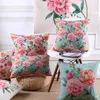 Coussin/oreiller décoratif en gros couverture Style campagnard Shabby Chic rose pivoine coussin Floral maison étui décoratif 45x45cm/30x50cm