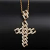 Ketting Hip Hop Iced Out Cubaanse Link Chain Cross Cnecklace Pendant CZ met roestvrijstalen touwketting