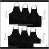 Aprons Textiles Home & Garden6 Pack Black With 2 Pockets Anti-Dirty Apron Suitable For Barbecue Kitchen Cooking Baking Restaurant Drop Deliv