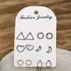 Stud 6 Pairs/Set Heart Moon Triangle ￶rh￤ngen f￶r kvinnor Vintage Beach Geometry D'Oreille Jewelry SP-0618