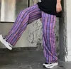 HYBSKE Streetwear Men's Purple Plaid Pants Hip Hop Man Casual Korean Male Straight Trousers Harajuku Clothing 210715
