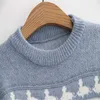 Милый мультфильм животных вышивка женский свитер kawaii свободный хараджуку одежда для длинного рукава сладкий стиль вязаный poweroer 210922