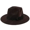 Cappelli Fedora Jazz in feltro di lana unisex autunno inverno con fibbia per cintura in piuma uomo donna cappello Trilby Panama a tesa larga semplice