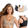 Bras Женщины Спортивные ZIP передний Беспроводной Push Up Slim Черные Фитнес Топы Нижнее белье Повседневная Позы Корректор Бюстгальтер Plus Размер