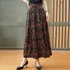 été Soie large-jambe femmes pantalons lâche grande taille soie casual hakama drapé mûrier floral 210531