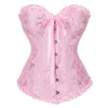 Corsetto in broccato jacquard 2022 Nuovo commercio all'ingrosso Plus size Lace up Donna Volant Nastro Ricamo floreale Overbust Sottoseno Ballo sexy Corse Bustini XS-6XL Rosa Blu Marrone