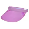 Womens Man Summer Candy Color UV Protection Open Top Sun Visor Hat Transparent PVC Plastic Wide Brim Sport Running Beach Cap