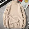 2020 Moda zimowa Męska Sweter Fałszywy Norek Kaszmirowy Z Długim Rękawem Ciepłe Jumper Turtleneck Polar Mężczyźni Swetry Streetwear Inkińska Y0907