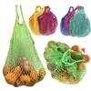 Portable Reusable Grocery Shopping Bags Fruit Vegetable Bag Washable Cotton Mesh String Organic Organizer Handbag Short Handle Net Tote WLL604