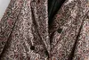 秋と冬のレトロなスーツパンツ女性のツーピースベルベットプリント長袖レディースジャケットカジュアルズボン210527