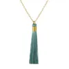 Ethnique Long Gland Collier Femmes Doré Corde Wrap Soie Tissu Bohème Simple Vintage Déclaration Fringe Collier