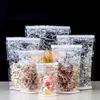 100Pcs/lot Self Stand Up Zipper Bag with Printing Clear Front Reclosable Zip Lock Package Food Dried Flower Snack Candy Storage Plastic Pouches