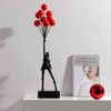 Luxurious Balloon Girl Statues Banksy Flying Balloons Girl Art Sculpture Resin Craft Home Decoration Regalo de Navidad 57cm H1102284Y6712632