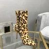 Classic fashion European and American style thin high heels short boots leopard print sexy feminine send bag size 35-42