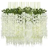 Wisteria Vine Artificielle Fausses Fleurs Vigne Garland Arch Mariage Maison Chambre Suspendue Rotin Décor Printemps Automne Jardin Décor 210925