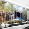 خلفيات مخصصة أي حجم جدارية خلفيات 3d شلال تدفق المياه الطبيعية مشهد غرفة المعيشة التلفزيون جدار اللوحة ديكور المنزل