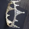 Hårklämmor Barrettes Barock Gold Crown Round Bridal Tiara Wedding Full Circle Crystal Princess Head Piece Jewelry Hairband Diademas