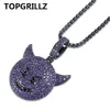 TOPGRILLZ personalidad Iced Out Cubic Zircon plateado demonio perro mono corazón sonrisa colgante collar Hip Hop joyería para regalos 210323