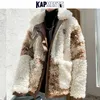 Kurtki męskie Kapments Streetwear Men Lambslool Patchwork Winter 2021 Męskie kieszenie Hip Hop Harajuku płaszcz płaszcz męski Vintage Oncoat