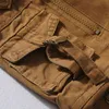 Mężczyźni Spodnie Cargo Mens Casual Bawełniane Spodnie Solidne Męskie Spodnie Wojskowe Kombinezony Multi Kieszenie Dekoracji Plus Rozmiar bez paska 211119