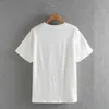 Kvinnor Grundläggande o Neck Kortärmad Rolig Utskrift Casual T-shirt Kvinna Fritid Stickad T-shirt Chic Tops T611 210623