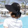Cappelli a tesa larga Visiere estive da donna Cappellino pieghevole arrotolabile Cappello da sole Grande spiaggia in paglia Chapeau Femme Protezione UV CapWide
