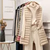 Mulheres inverno ultra luz branca pato para baixo jaqueta zíper médio colete longo casual outerwear 4xl plus size casaco 210430
