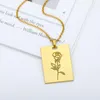 Pendant Necklaces Rose Flower For Women Stainless Steel Gold Chain Nameplate Girlfriend Gift Jewelry Wholesale