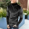 T-shirts T-shirts voor heren Mode Mannen T-shirt Velours Effen Kleur Turtleneck 2021 Lange Mouw Cozy Tee Tops Undershirts Streetwear Casual Camise