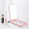 Bärbara LED Eyelash Förvaringslådor med spegel Falsk Eyelash Holder Case Organizer Box Makeup Tool